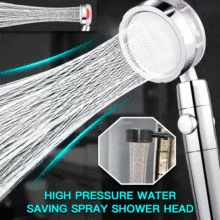 

360 Rotated Water Saving Rainfall Shower Head High Pressure Powerful Propeller Turbo Boost Spray Bathroom faucet Accessories
