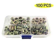 100pcs Zinc Plated Rivetnuts Blind Set Nutserts Threaded Insert Nutsert Cap Flat Head Rivet Nuts Carbon Steel M3 M4 M5 M6 M8