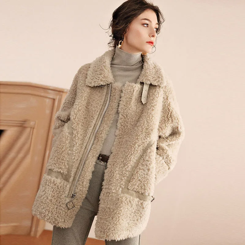 

Zoulv Winter New Granular Fleece Jacket Women Lamb Hair Light Luxury Fur Mid-length Fur One Sheep Shearing Fashion Coat Women