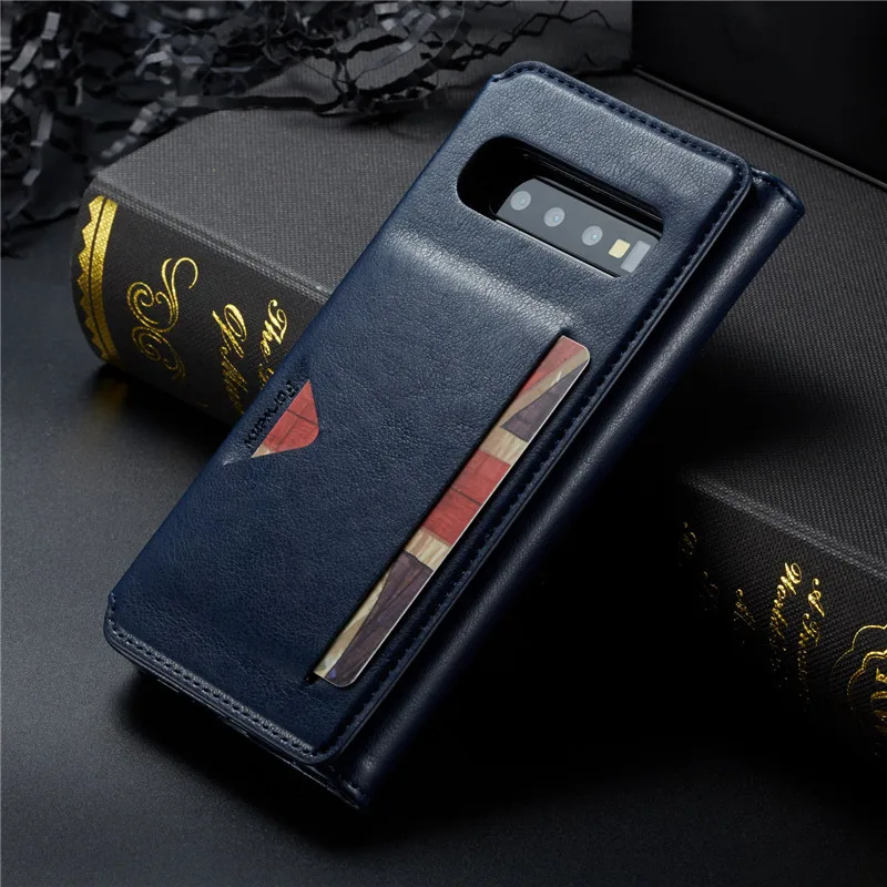 Синий Кожаный чехол для samsung Galaxy S10 S9 Plus S10E Funtional, чехол-книжка для samsung S 10 E 9 Plus, чехол-кошелек с отделением для карт, чехол Funda - Цвет: Синий