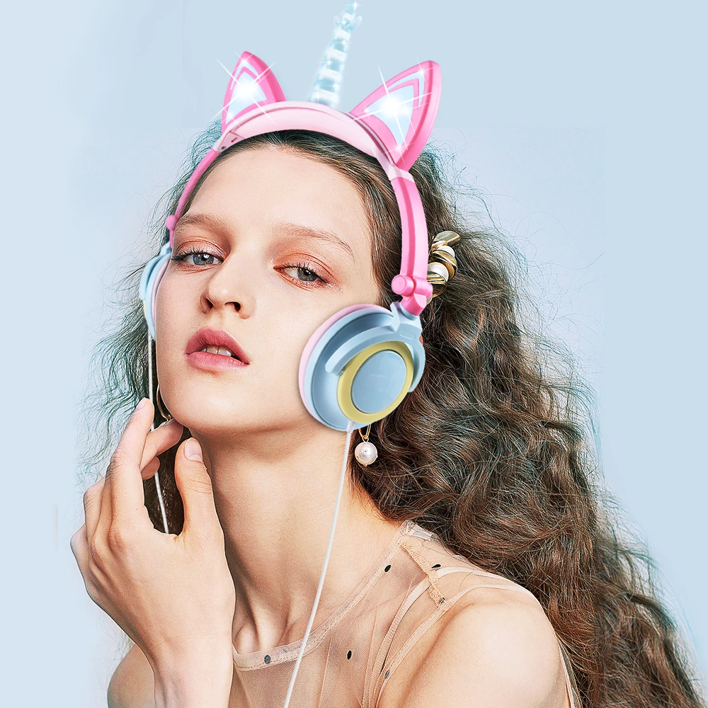 Cute Headphone Unicorns 3 5MM Wired Kids Headphones Earphone Gaming Headset for Adult Children Birthday Gifts