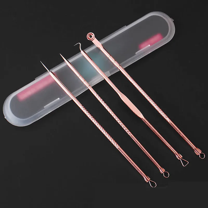 Blackhead Comedone Acne Pimple Belmish Extractor Vacuum Blackhead Remover Tool Spoon for Face Skin Care Tool 4pcs/set