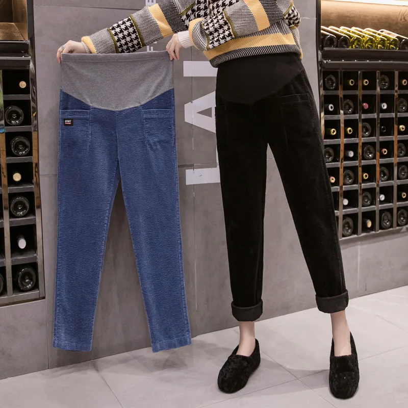 

2019 Online Celebrity New Style Pure Cotton Corduroy Pregnant Women Pants Autumn And Winter Outer Wear Versitile Fashion Slimmin