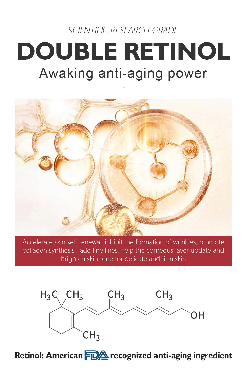 VIBRANT GLAMOUR Retinol Serum Anti Wrinkle Firming Lifting Improve Fine Lines Brighten Whiten Shrink Pores Anti Aging Skin Care