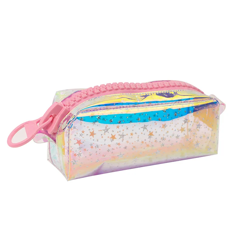 Новый необычный Прозрачный лазерный пенал высокой емкости Пенал большая молния