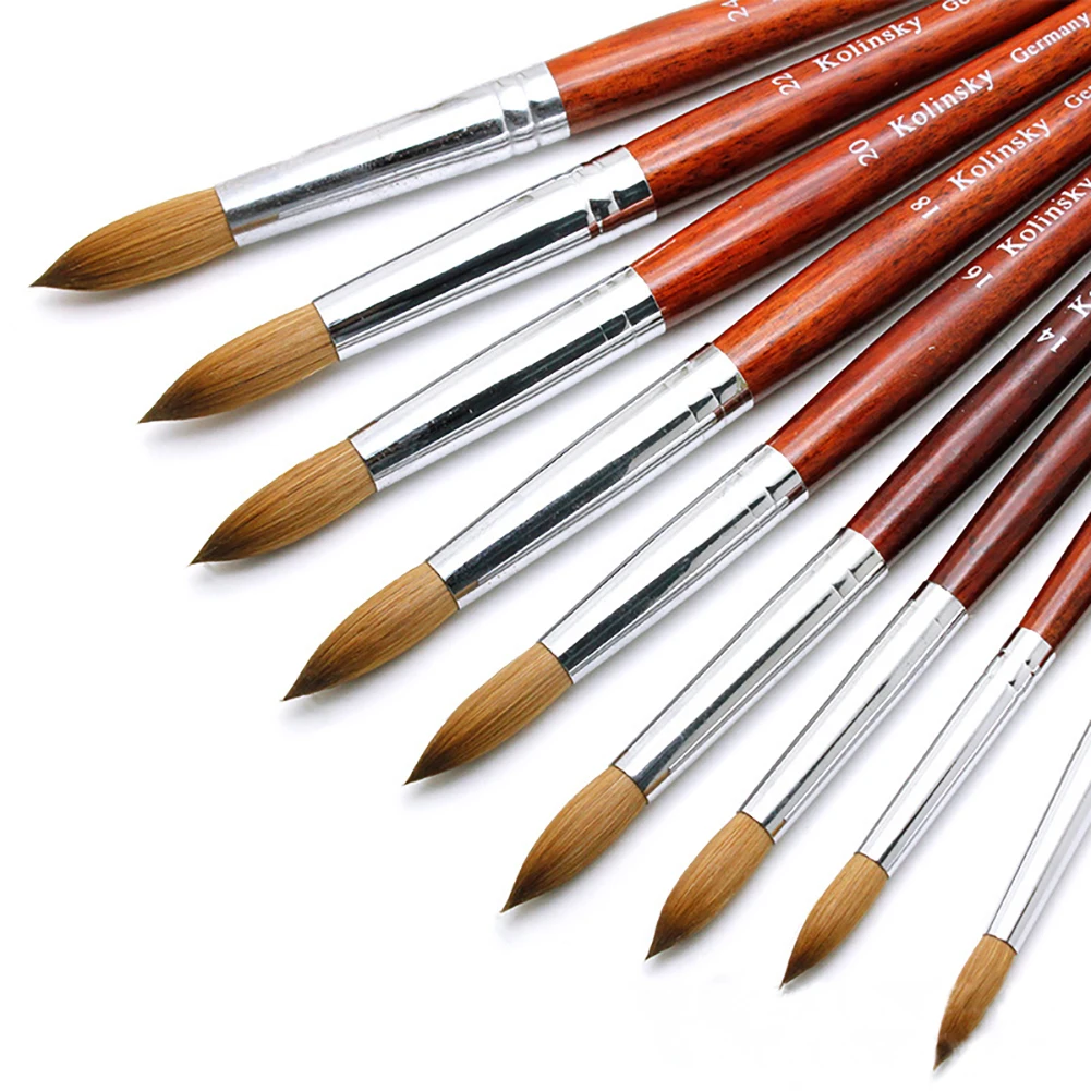 Kolinsky Nail Brush Acrylic with Red Round Wooden Handle and 100% Kolinsky Sable Hair for Crystal UV Gel Painting 2