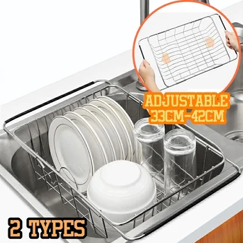 

Adjustable Sink Drainage Rack Stainless Steel Kitchen Storage Basket Hand Basin Fruit And Vegetable Drainage Rack Retractable