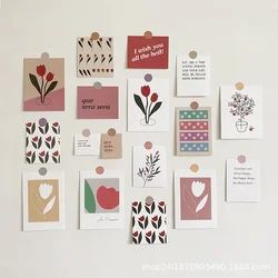 17Pcs/set Literary Journal Aesthetic Card Wall Stickers Small Postcard Oil Painting Room Wall Decoration Hand Account Material
