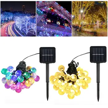 

5/7m 30/50 LED Solar Ball Garland String Waterproof Outdoor Lamp Holiday Wedding Party Outdoor String Lights For Patio & Garden
