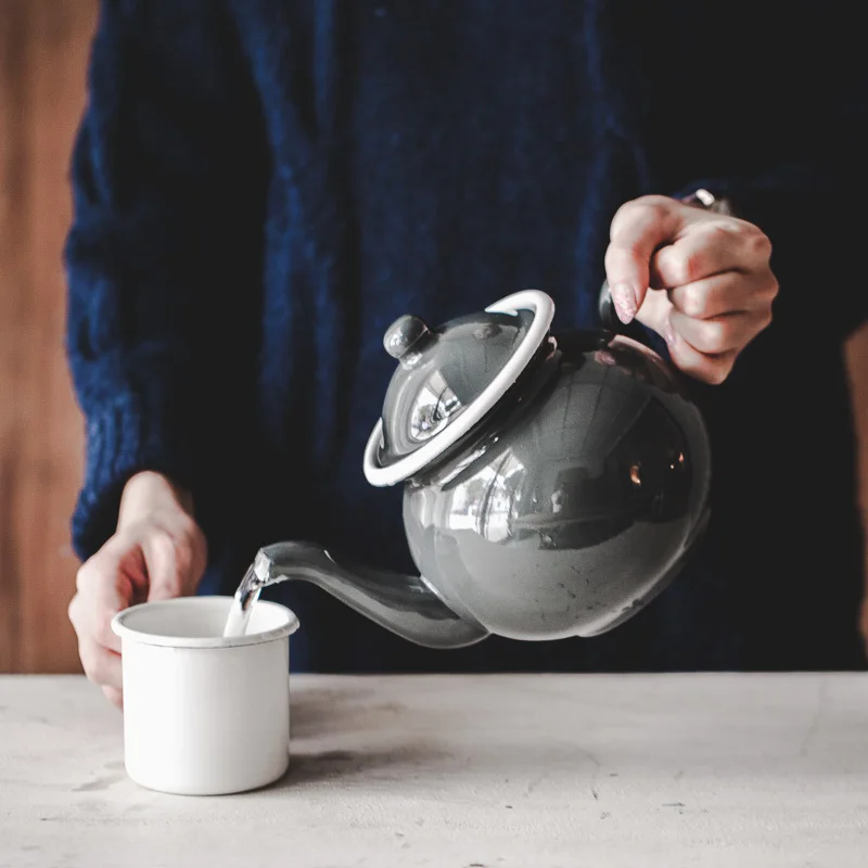 Эмалированный плотный чайник в стиле ретро креативный имитационный