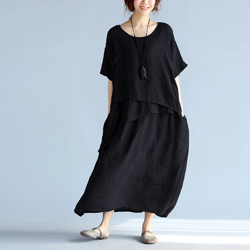 Женское Хлопковое платье туника Boho льняное пляжное большого размера летний