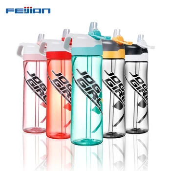 

FEIJIAN 700ml Outdoor Water Bottle with Straw Sports Bottles Eco-friendly with Lid Hiking Camping Tritan Plastic BPA Free