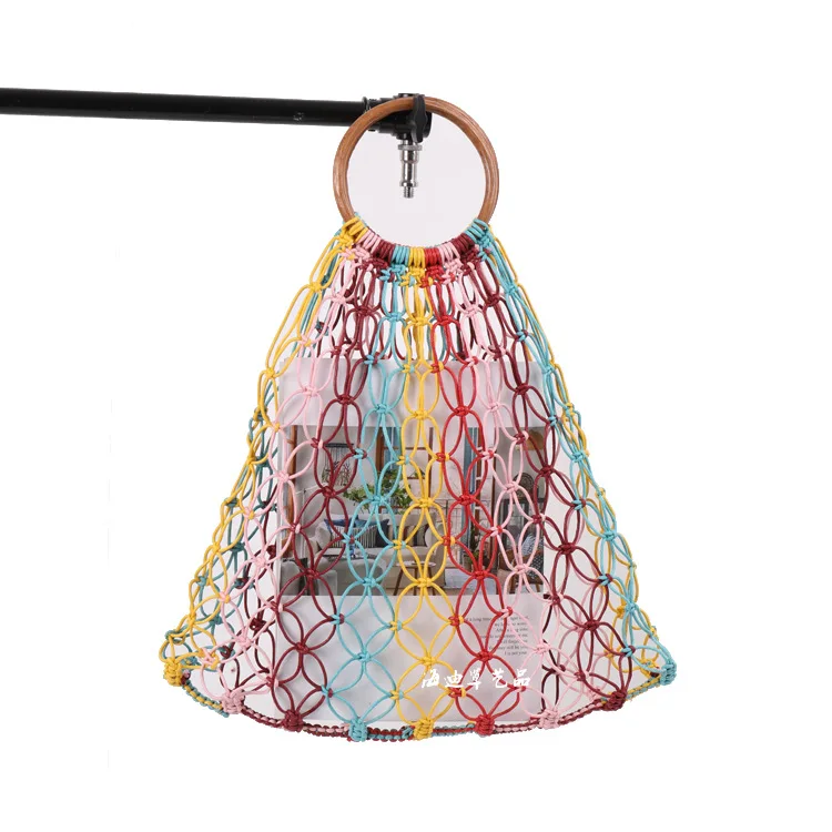 

2019 New Style Woven Bag Fashion Colorful Entirely Handmade Straw Bag yu wang bao Women's Hand Seaside Holiday Beach Bag
