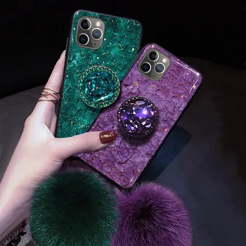 

for iPhone 11 Pro X XR XS MAX 7 8 6s Plus Phone Cases Luxury Diamond Marble Glitter holder Ring Silicon Cover For iPhone XR XS