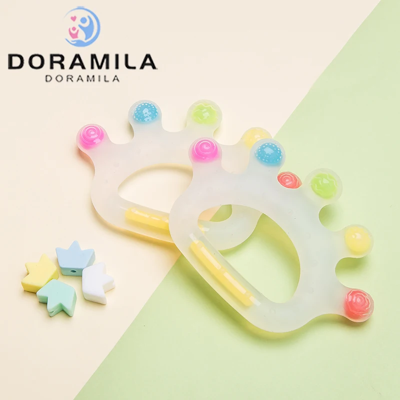 

Crown Candy Soothing Baby Teether Eco Friendly Soft Silicone Easy Clean Chewing Toy Ergonomic Gift Portable Safe Non Toxic Cute