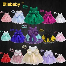 Рождественское кружевное платье с цветочным рисунком 1 год День рождения бальное платье для маленьких девочек для крещения, Платье для малышей Одежда для новорожденных платье-пачка с бантом, Головные уборы