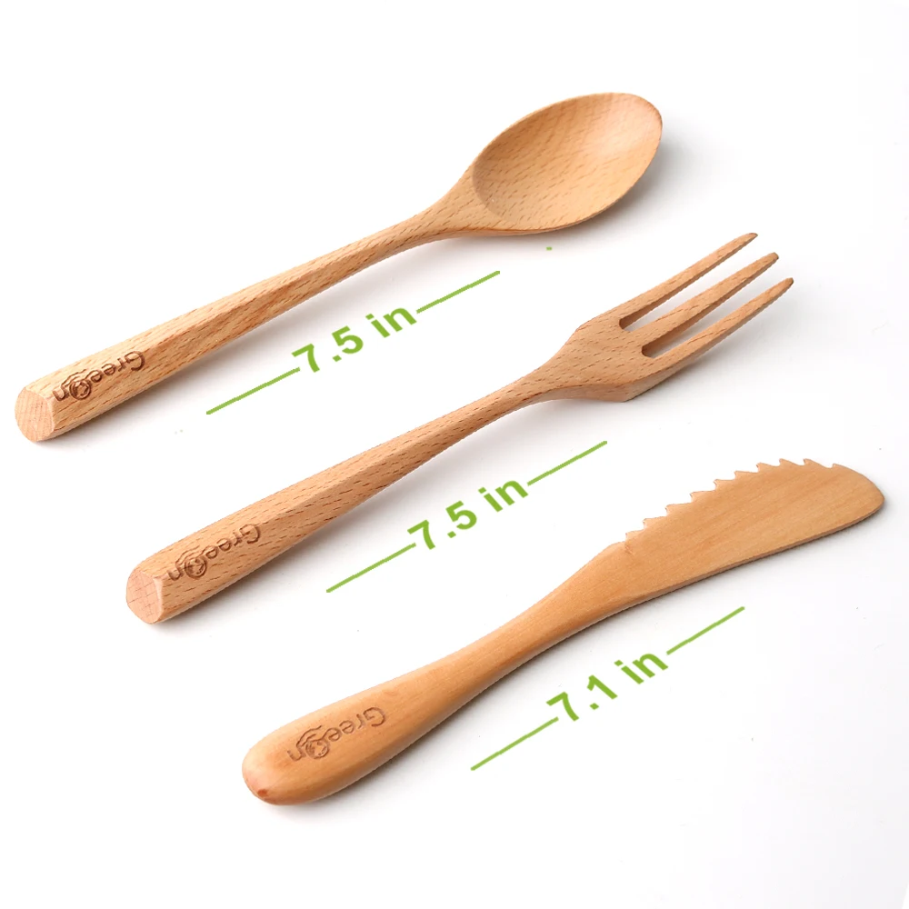 Экологичный набор деревянных столовых приборов премиум класса из бука кухонная посуда деревянный столовый нож ложка и вилка набор