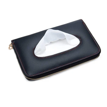

Auto Tissue Holder, Auto Tissue Box Bracket, Advanced Leather Zipper Sun Visor Napkin Holder, Rear Seat Tissue Box Auto Accessor