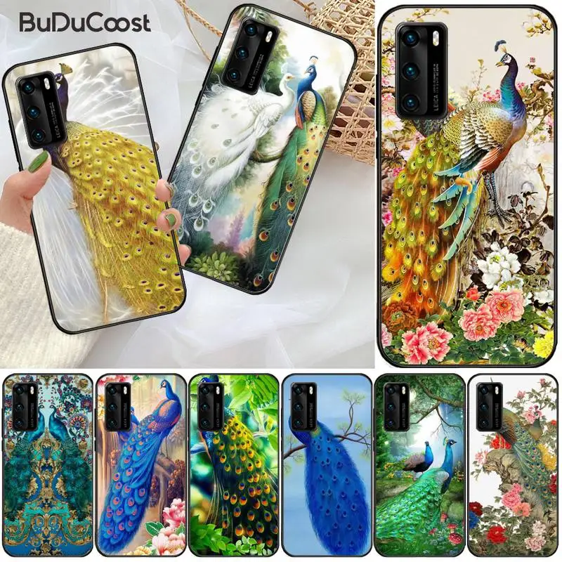 Роскошный чехол из золотой фольги с павлиньими перьями для телефона Huawei P9 10 20 30 40 P