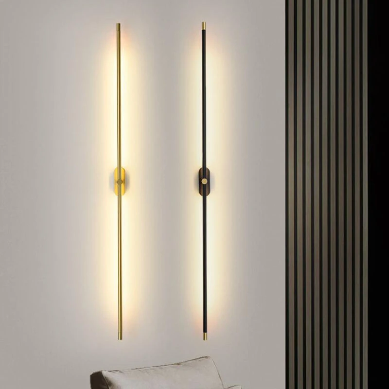 wireless wall lights Modern simple linear tube LED wall lamp up down background opposite wall light LED bedside foyer corridor black gold LED sconce art deco wall lights