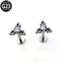 

G23 Titanium Labret Lip Rings Zircon Ball Clusters Top Internally Thread Ear Helix Cartilage Tragus Earring Lip Piercing Jewelry