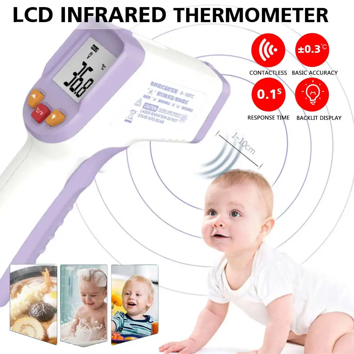 

Infrared medical thermometer forehead Baby Portable contactless child Portable body / object temperature measurement device IR