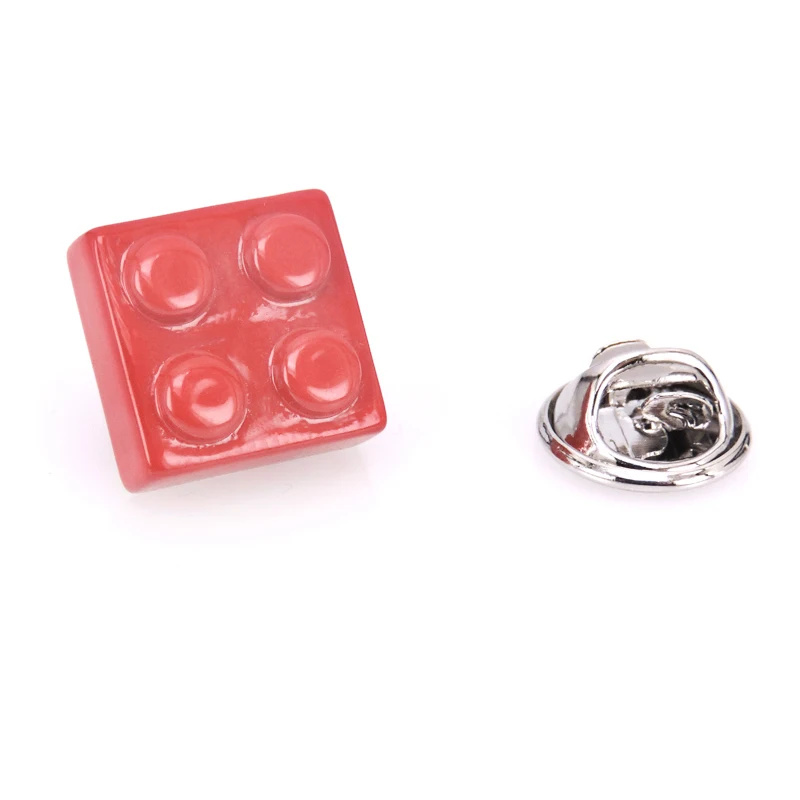 

Fashion men's Brooch Red Building blocks design neckpin Wholesale Lapel Pin of high quality mens accessories free shipping XZ009