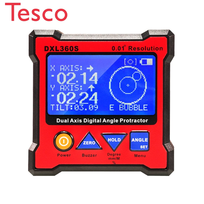 

DXL360S Professional Dual-axis Digital Display Level Gauge Dual Axis Digital Angle Protractor with 5 Side Magnetic Base