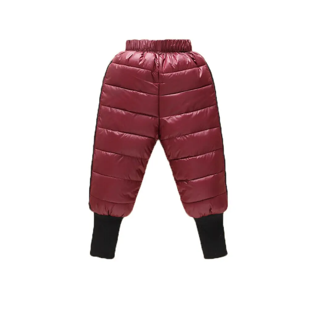 От 1 до 5 лет Детские Зимние теплые хлопковые брюки-карандаш для маленьких мальчиков и девочек Теплые плотные брюки с эластичной резинкой на талии водонепроницаемые лыжные брюки - Цвет: Красный