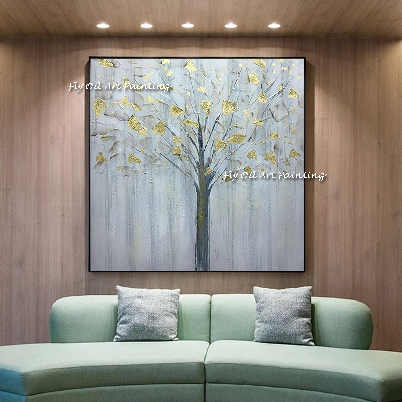 

100% Hand Painted Abstract Flower Plant Canvas Handmade Oil Painting Tree of Life Mural Gift Living Room Wall Art Decorations