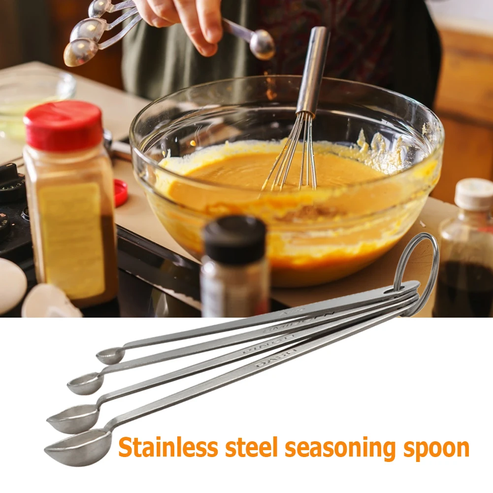 4pcs/set Kitchen Measuring Spoon Stainless Steel Spice Spoons Baking Cooking Measuring Tool Kitchen Spoons Tools