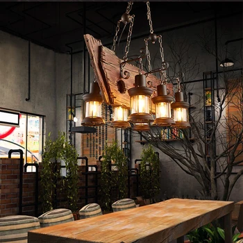

Vintage Solid Wood LED Pendant Lights Personality Old Wood Dining Room Cafe Bar Decor Hanging Lamp Lighting Suspension Luminaire