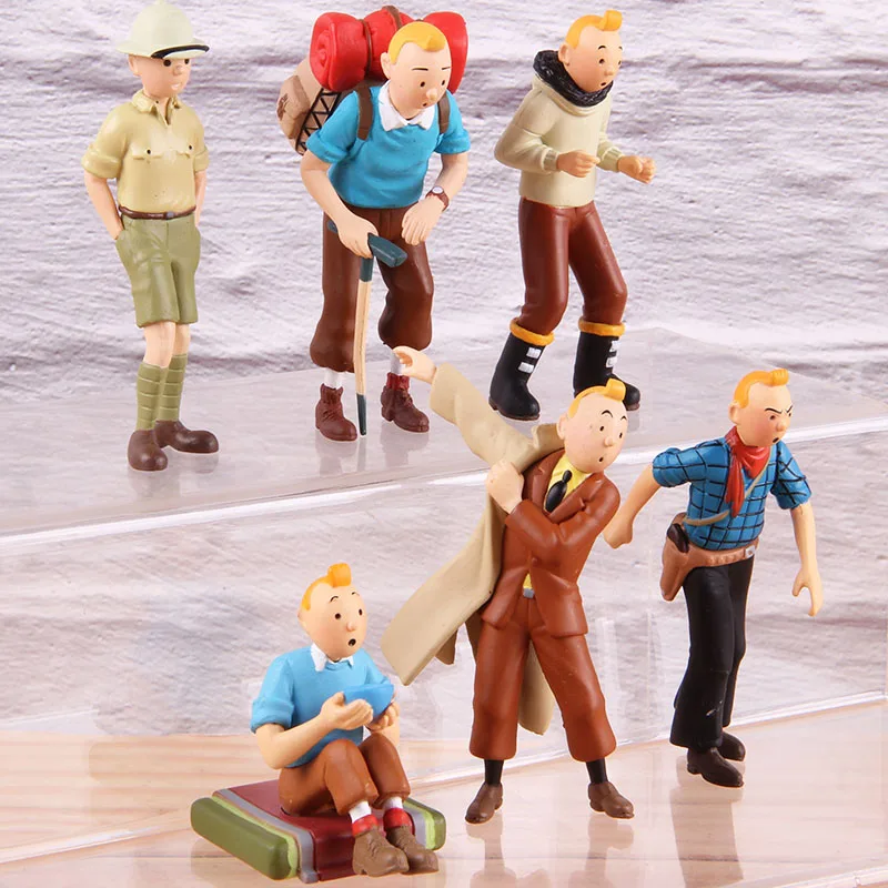Tin Tin The Adventures of Tintin PVC Collectible Action Figure Classic Anime Cartoon Model Toys 6pcs/set