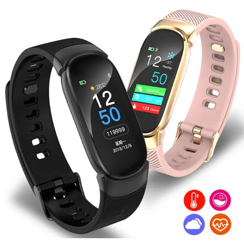 

Sports Fitness Tracker Smart Bracelet Watch with Heart Rate Blood Pressure Monitor Call Information Sedentary Vibration Reminder