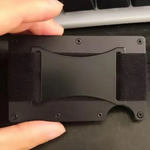 NEW elastic clip Карбоновый держатель для Карт RFID зажим для денег ID держатель для карт эластичная лента мини металлический алюминиевый кошелек для карт - Цвет: NEW elastic clip