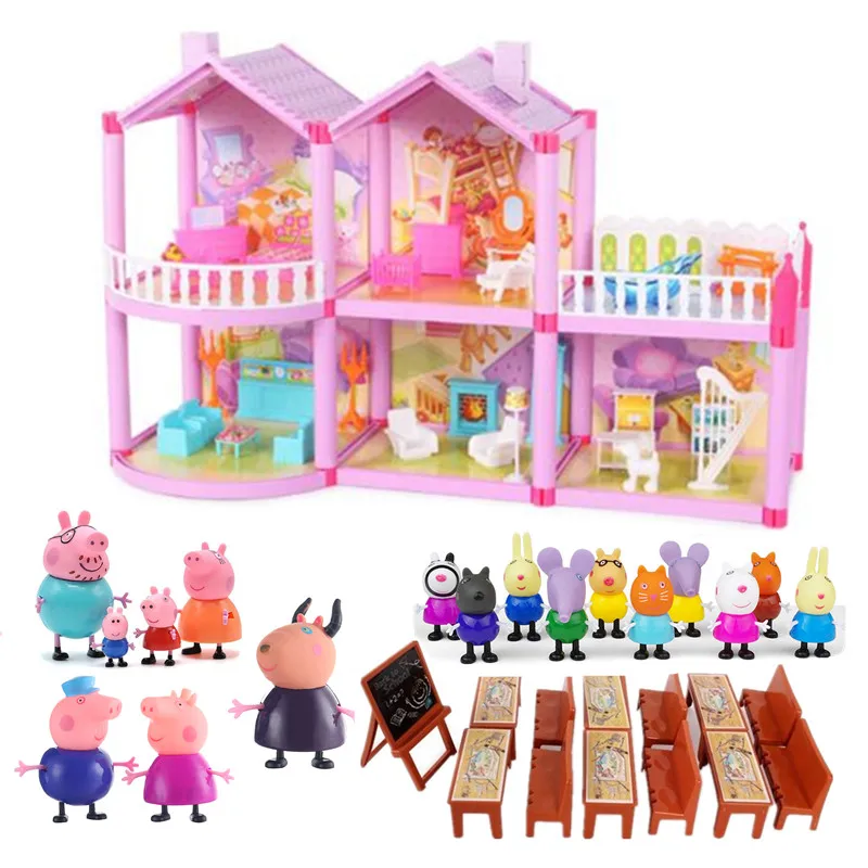 

Peppa Pig Little Girl George Family Friends Real Scene Airplane Room Model Camping Diner Action Toy Child Birthday ChristmasGift