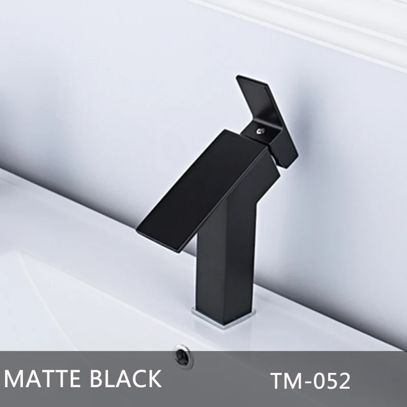 Matte black B SHBSHAIMY матовый черный смеситель для раковины роскошный хромированный смеситель для ванной комнаты с одной ручкой смеситель для горячей и холодной воды - Цвет: Matte black B