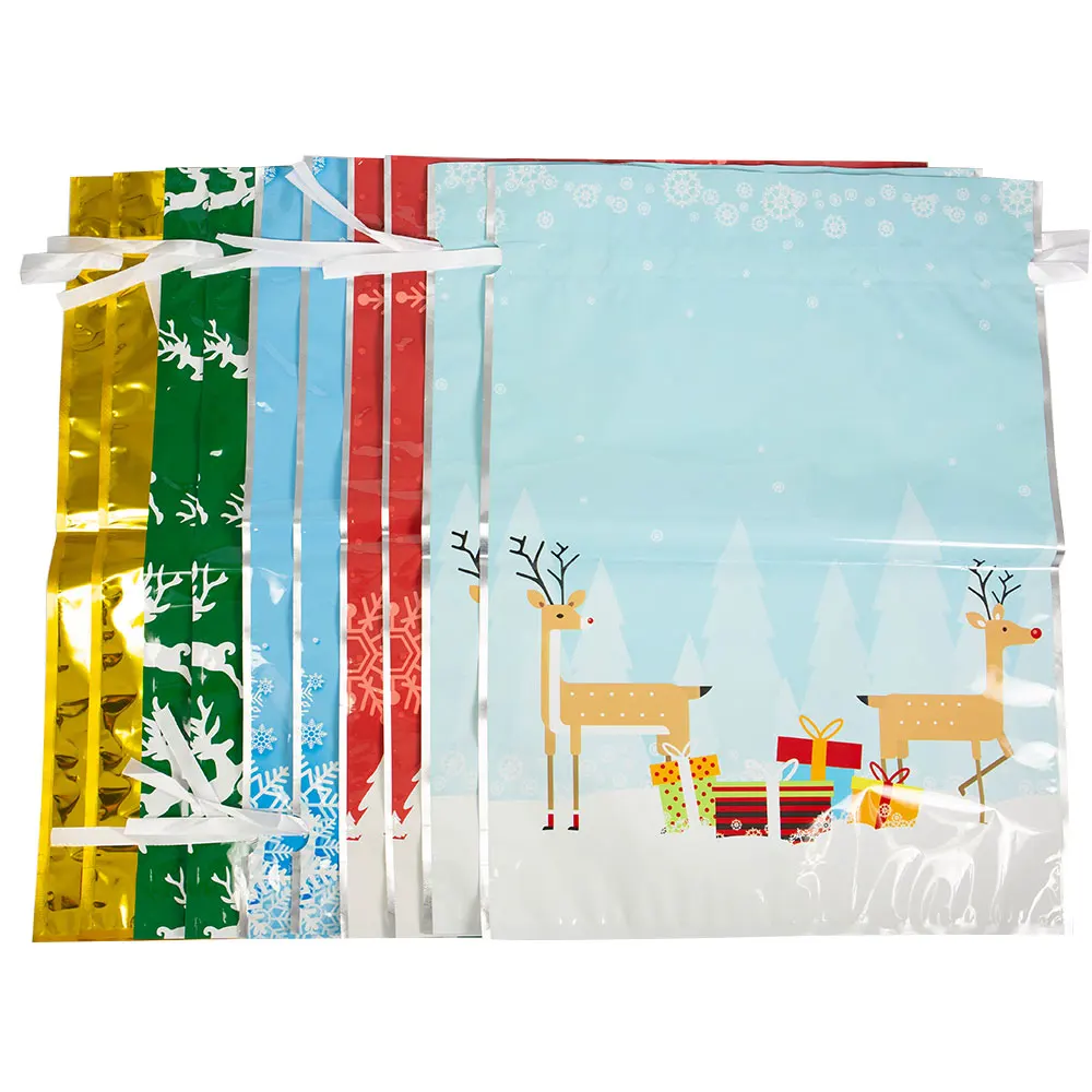 L(42x57cm)10PCS Mintiml, сумки с одним буксиром, Рождественский мешок на шнурке, Подарочный пакет, набор, для праздника, для вечеринки, для рождества, для праздника, мешок для конфет - Цвет: L(42x57cm)10PCS