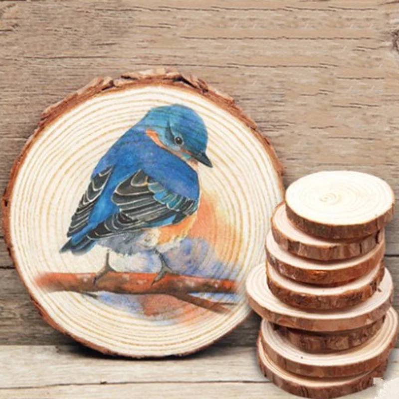 10pcs Unfinished Natural Round Wood Slices Craft Wedding Party Decoration Painting Guestbook DIY Handmaking Gifts Original