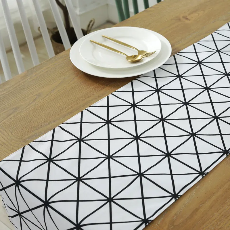 Nordic simple modern fashion Plaid table runner table mat tea table cloth geometric pattern fabric table runner