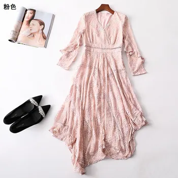 

New 222093 outfit v neck side zipper long sleeves and long dress