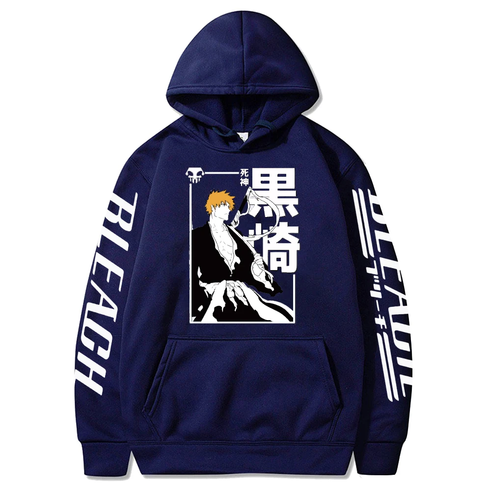 Bleach Anime Hoodie Kurosaki Ichigo Printed Hoodie Sweatshirts Men and Women Casual Sport Pullover Tops