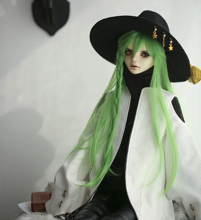 Новинка, парик для куклы BJD, зеленые длинные прямые волосы, натуральная бахрома, 1/3 MDD, дядюшка, 21-23 см, Модный Нежный парик, аксессуары для куклы