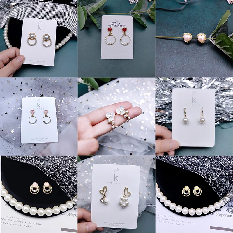 2021 New Fashion Women Cute Simulated Pearl Beads Flower Stud Earrings Lovely Starfish Heart Korean Pendientes Elegant Jewelry