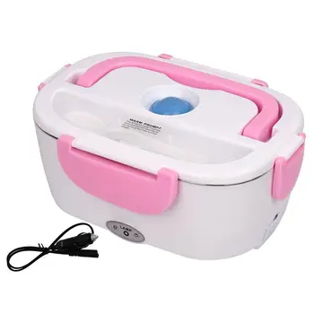 

12V-24V 110V 220V Electric Heated Lunch Box Portable 2 in 1 Car& Home US Plug/EU Plug Bento Boxes Stainless Steel Food Container