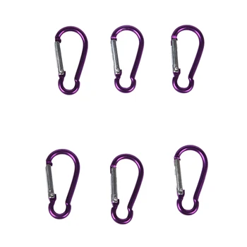 

Aluminum Carabiner Camp Snap Hook Keychain Hiking - Purple x 6