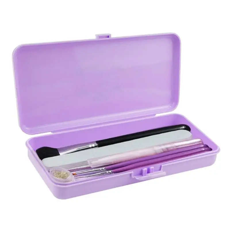 

1pc Nail Brush Storage Box for Long Nail File Pusher Brush Pen Empty Holder Manicure Tool Case Container