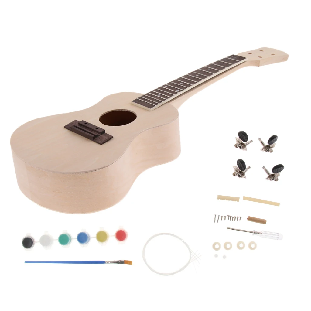 Ручной дерево Гавайская гитара 23 дюймов Гавайский укулеле 4-string набор «сделай сам» изысканный струнный инструмент с гриф из красного дерева ручной работы, выполненная из красного аксессуары