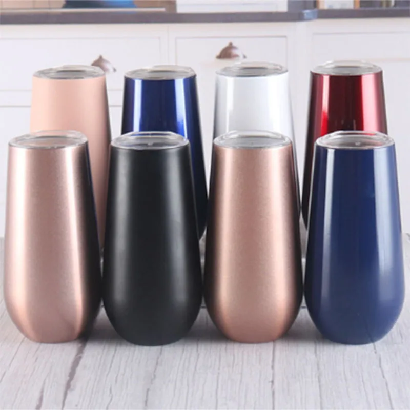 

6ozChristmas With Lids Swig Wine Cup Champagne Beer Thermos Stemless Flute Stainless Swig Tumbler Thermos Vacuum Flask Insulated