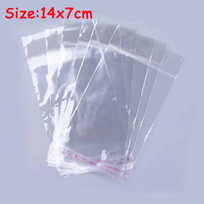 14x7cm Pandahall 1000 шт прозрачные прямоугольные целлофановые ОПП пакеты для упаковки и упаковки - Цвет: 14x7cm